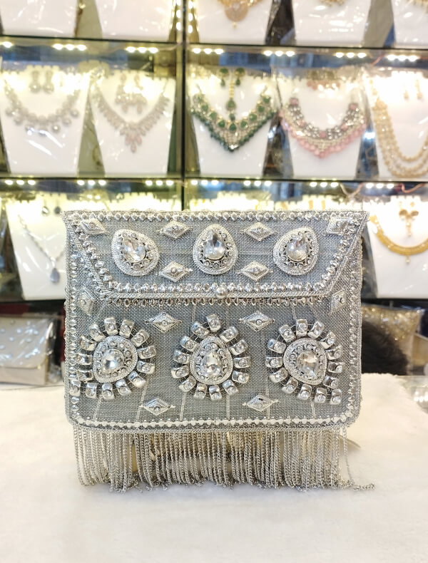 Silver Elegance Bridal Joypuri Handbag