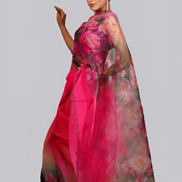 Elegant Pink Color Print Silk Saree – Sophistication and Grace in Perfect Harmony