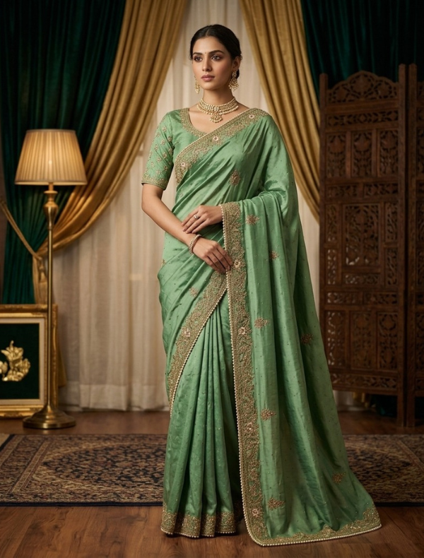 DESIGNEER PARTY WEAR SAREE (SILK)